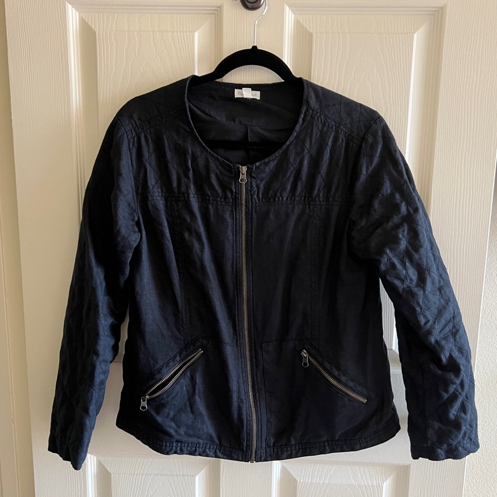 Garnet Hill linen jacket, black, size 6